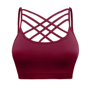 Sujetador deportivo acolchado para mujer con espalda cruzada, para yoga, gimnasio, fitness, entrenamiento, top de ropa deportiva, venta al por mayor, sujetador de entrenamiento con tiras para correr - Product Image 5