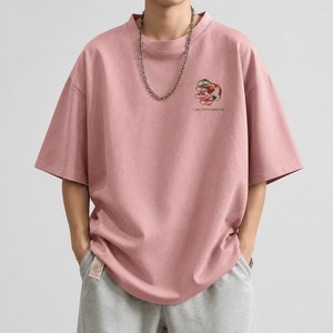 เสื้อยืดคอตตอนถักทรงโอเวอร์ไซส์สำหรับผู้ชาย ดีไซน์เปล่าสำหรับสั่งทำ บริการ OEM ระบายอากาศได้ดี เป็นมิตรกับสิ่งแวดล้อม เสื้อผ้าสตรีทแวร์สำหรับฤดูร้อน - Product Image 1