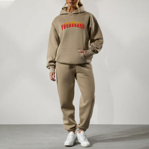 Nueva Colección 2026 Conjunto de Sudadera con Capucha de 2 Piezas para Mujer, Color Caqui, Corte Holgado, Largo Completo, Ropa Casual, Material de Felpa, Para Todas las Temporadas, Color Sólido - Product Image 1