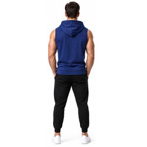 Custom <b>Men</b> <b>Sleeveless</b> Hoodie Cotton Fitness Workout Training Sportswear OEM ODM Private Label Wholesale Manufacturer Supplier - Product Image 5