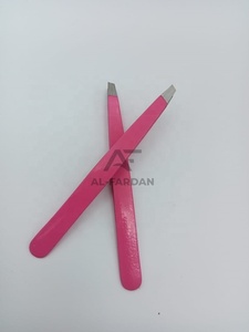 Pince à épiler sourcils rose scintillant, pointe biseautée carrée, en acier inoxydable massif, personnalisable avec logo, pour l'épilation des poils des sourcils - Product Image 4