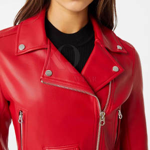 Chaqueta de Motera de Cuero Genuino de Invierno para Mujer, con Cierre, Forro Interior Suave, Corte Ajustado para Uso Diario - Product Image 4