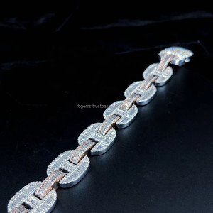 Cadena Cubana de Oro de 14K, Brazalete de Diamantes Estilo Hip Hop, con Diamantes Cultivados en Laboratorio, Certificado, Unisex, con Empaque de Lujo - Product Image 3