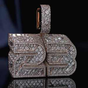 Pendentif Lettre Personnalisé en Or Rose 10K avec Mosaïque 3D et Diamant Moissanite de Laboratoire – Breloque Prénom - Product Image 2