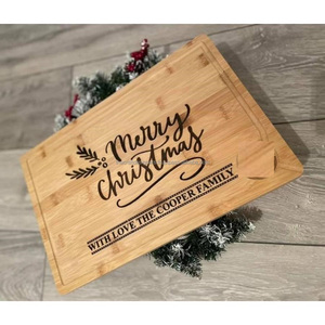 Grande planche de bois rectangulaire avec finition en émail élevé Plateau à découper de style Noël pour présentoir de comptoir de cuisine pour couper - Product Image 4