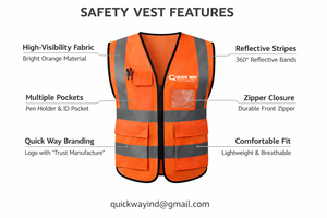 Gilet de sécurité à haute visibilité de classe 2, orange, réfléchissant, avec poches, logo personnalisé imprimé, vêtements de travail - Product Image 4