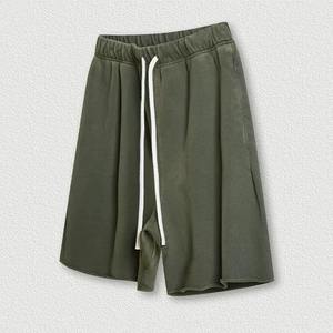 Pantalones Cortos de Alta Calidad para Hombre, Lavado Ácido, Efecto Desgastado, Estilo Vintage, con Logotipo Personalizado, Cordón Ajustable, Felpa de Algodón, Casuales, para Gimnasio, Ropa Urbana, Talla Grande - Product Image 4