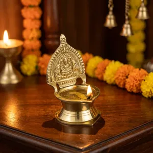 Brass Lakshmi Diya <b>Oil</b> <b>Lamp</b> Traditional Hindu Pooja Deepak Decorative Temple Prayer <b>Lamp</b> for Diwali Home Decor - Product Image 4