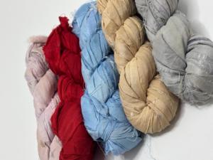 Recycled Sari Silk Ribbon Handmade Textile <b>Yarn</b> for Weaving Crochet Knitting Craft Supplies Wholesale Export - Product Image 5