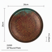 Assiette Ronde en Mélamine de 10 Pouces, Texture Rustique, Qualité A5, Sans BPA, pour Sushi, Cuisine Japonaise, Restauration et Traiteur (Vente en Gros)
