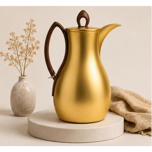 Luxury Gold Stainless Steel Thermal Coffee <b>Pot</b> with Wooden Handle <b>Tea</b> Carafe for Home Hotel and Ramadan Catering In Low Price - Product Image 6