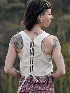 Handcrafted Bohemian Evil Eye Crop <b>Top</b> for Women Cotton Tank <b>Top</b> <b>Festivals</b> Rave Party Wear Blouse Casual Sleeveless Summer Vest - Product Image 3