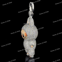 Colgante de Plata 925 con Diseño de Conejo y Piedras de Moissanita, Estilo Hip Hop, Brillante, para Unisex