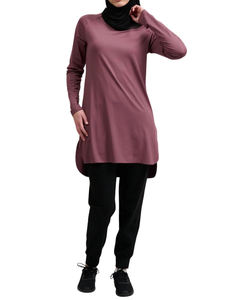 Conjunto Deportivo Modesto Personalizado para Mujeres Musulmanas, 2 Piezas, Ropa Deportiva Transpirable, Tops Suaves de Manga Larga, Ropa de Gimnasio, Hijab - Product Image 4