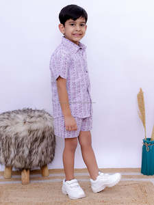 Haute qualité enfants portent coton garçons ensemble de vêtements décontracté à manches courtes solide motif chemise pour enfants 1-5 ans - Product Image 3