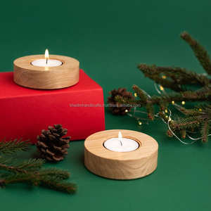 เชิงเทียนทีไลท์แบบเรซินและไม้ผสมทำด้วยมือสไตล์ชนบทสำหรับตกแต่งบ้าน - Product Image 3