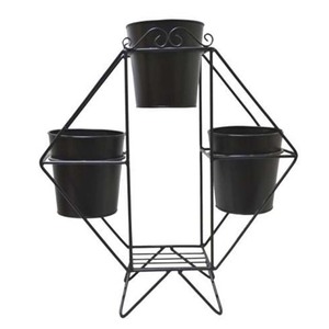 Vintage Metal <b>Flower</b> Stand with Two Pots for Garden Outdoor Use Rustic Design - Product Image 5