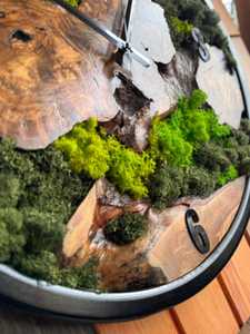 Wild Forest Moss Wall <b>Clock</b> Handmade Rustic Wooden Nature Inspired Luxury Green Artistic Modern Round Analog Quartz Home Decor - Product Image 5