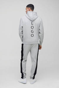 Custom Men’s Gray Tracksuit <b>Set</b> Color Block Hoodie <b>Jogger</b> Pants Matching Streetwear Casual Two Piece Sportswear - Product Image 5