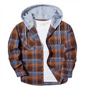 SwissWell Men's <b>Flannel</b> <b>Shirt</b> Long Sleeve Plaid Hooded Casual Lumberjack Work Jacket Regular Fit D123 Orange <b>Blue</b> M Spring - Product Image 4