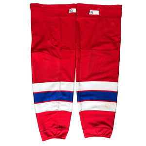 Chaussettes tubulaires rayées XL pour adultes, rouge, blanc, bleu, en polyester tricoté, respirantes, pour le hockey sur glace, pour équipe adulte - Product Image 1