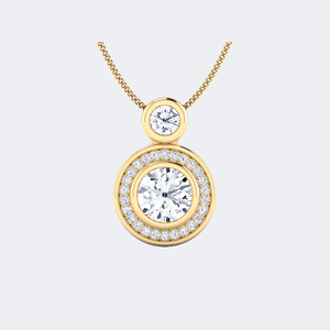 Collier pendentif solitaire serti clos avec diamant de laboratoire rond brillant de 0,60 carat total |   Collier pendentif en diamant délicat et luxueux - Product Image 1