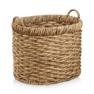 Cestas cilíndricas de jacinto de agua para almacenamiento y decoración, organizador para fiestas navideñas - Product Image 1