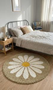 Alfombra Redonda de Lana con Diseño de Margaritas, Moderna y Encantadora, Hecha a Mano, Suave y Afelpada, para Cuarto de Niños, Dormitorio o Sala de Estar - Product Image 6
