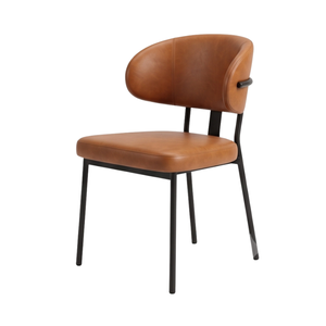 Chaise de salle à manger Pilo, moderne, en cuir capitonné avec pieds en métal, pour ameublement de maison - Product Image 6