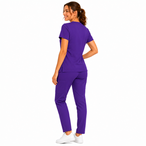 Scrubs Custom Logo Printed Canvas Breathable Unisex Hospital Medical Nursing Uniforms Needle Detection Seamless <b>Fusing</b> Summer - Product Image 2