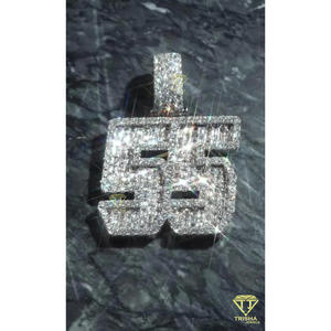"55" Number Pendant Lab Grown Diamond <b>Iced</b> <b>Out</b> Hip Hop Necklace Bling <b>Chain</b> Luxury Jewelry Gift - Product Image 3