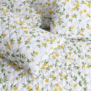 Parure de lit florale jaune 3 pièces, motif losanges, en mélange de coton T-150, literie toutes saisons, usage domestique, style durable - Product Image 4