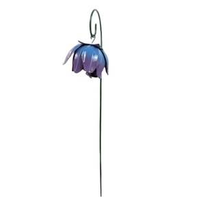 Piquet de jardin décoratif extérieur style simple, motif fleur violette patinée - Product Image 1
