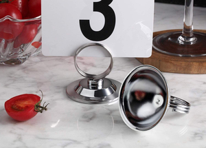 Stainless Steel <b>Ring</b>-<b>Clip</b> Place Card & Table Number Holder with Convenient Stand for Weddings & Events - Product Image 4