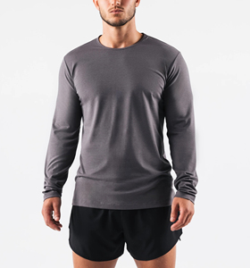 T-shirts pour hommes en gros, ajustés, 65% polyester, 30% rayonne, 5% élasthanne, manches longues, pour hommes, en vrac - Product Image 5