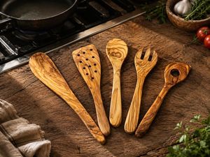 Juego de Cubiertos de Madera de Acacia Natural, Diseño de Lujo Ecológico, Pulidos a Mano, Utensilios de Cocina - Product Image 3