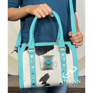 Nuevo Bolso de Diseño Occidental de Cuero Turquesa con Tachuelas Concho, Bolso de Mano para Mujer, Bandolera, Venta al por Mayor - Product Image 1
