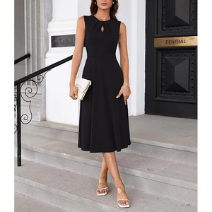 Trendy Evening Party Cocktail Dress Formal Dresses for Women Gowns, Split Cotton Elegant Breathable Wedding Guest Dresses - Product Image 4