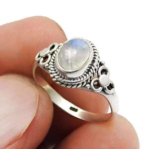 Anillo de estilo bohemio clásico para mujer, plata de ley 925 con piedra lunar arcoíris, regalo para el amor. - Product Image 3