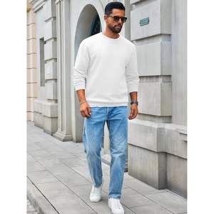 2025 Sudadera de cuello redondo con textura de diamante acolchado para hombre, Jersey informal de manga larga con etiqueta personalizada, patrón sólido, talla 6XL - Product Image 1