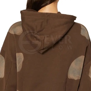 Sweat-shirt à capuche en molleton brun surdimensionné à manches régulières pour femme, vêtement décontracté d'hiver, 100% coton - Product Image 6