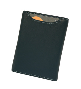 [Superventas] Cartera Castello de Cuero Vacuno Genuino, Cierre Abierto, Forro de Poliéster, Unisex, Triple Pliegue, Negra - Product Image 3
