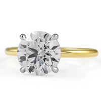 Bague solitaire personnalisée en or blanc avec tête en or jaune, sertie d'un diamant de laboratoire rond de 3,60 carats, bague bicolore, bijoux fins pour femmes