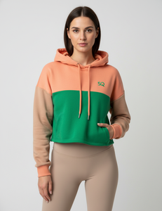 Nouveau sweat à capuche court en molleton 100 % coton pour femme, style sport, automne-hiver - Product Image 1