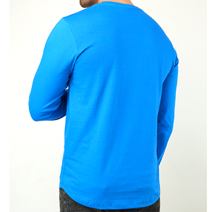 เสื้อเชิ้ตแขนยาวผู้ชายพร้อมโลโก้สั่งทำ เสื้อผ้าผู้ชายสีพื้น คอกลม ทรงปกติ เสื้อยืดผ้าเจอร์ซีย์คอตตอน 100% ขายส่ง - Product Image 2