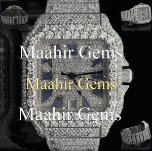 Reloj de Lujo Clásico al por Mayor con Diamantes y Moissanita, Esfera de Cristal, Resistente al Agua 10 Bar, Acero Inoxidable, Cuadrado, Cuarzo, Estilo Casual y Moderno - Product Image 2