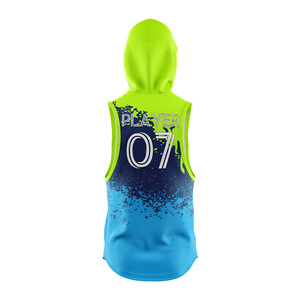 Chaleco Deportivo Personalizado sin Mangas con Capucha, Impresión Sublimada, Poliéster que Absorbe la Humedad, Unisex, Diseño Degradado - Product Image 6