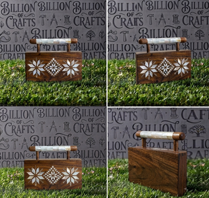Wholesale Vintage Carved Hardwood Box <b>Clutch</b> Natural <b>White</b> Shell Mosaic Bridal Handbag with Detachable Chain - Product Image 4