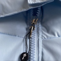 Veste matelassée pour homme personnalisée, bleu ciel, avec capuche amovible, de haute qualité, vente en gros, manteau d'hiver épais en duvet, logo brodé
