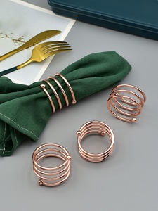 Modern Rose Gold Napkin <b>Rings</b> Set of 4 Zinc Alloy Table Decoration Wedding Party Accessories Durable 4.5cm Width - Product Image 1